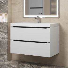 Тумба под раковину Uperwood Tanos 80 см, подвесная, белая/графит в Можге - mozhga.mebel24.online | фото