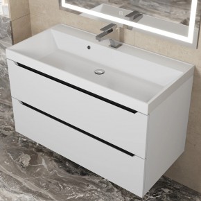 Тумба под раковину Uperwood Tanos 90 см, подвесная, белая/графит в Можге - mozhga.mebel24.online | фото 9