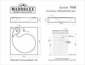 Умывальник над стиральной машиной (600*600х100) Лилия V60 (белый) с кронштейном без сифона (V60) в Можге - mozhga.mebel24.online | фото 2